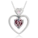 รูปย่อ Sterling Silver Lab Pink Sapphire, Lab Ruby and Diamond Pendant, 18" รูปที่2