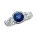 รูปย่อ 14k White Gold Bridal Natural Sapphire and Diamond Engagement Ring (G, SI2, 2.15 cttw)-Certificate of Authenticity รูปที่1