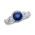 14k White Gold Bridal Natural Sapphire and Diamond Engagement Ring (G, SI2, 2.15 cttw)-Certificate of Authenticity