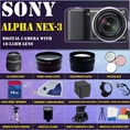 Review Sony Alpha Nex-3 Interchangeable Lens Digital Camera (Black) with Sony E-series 18-55mm F/3.5-5.6 OSS Lens W/shade + Huge Accessories Package Including Wide Angle Macro Lens + 2x Telephoto + 3 Pc Filter KIT + 16gb Sdhc Memory Card + Extended Long Life Battery + Carrying Case + Tripod + Lens Hood + Lens Cap Keeper & Much More!!