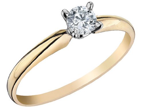 Engagement Ring: 1/4 Carat (ctw) in 14K Yellow Gold Diamond Solitaire Ring รูปที่ 1
