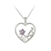 รูปย่อ Sterling Silver, Diamond-Accent and Amethyst MOM with a Flower Heart Pendant Necklace, 18" รูปที่1