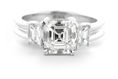 2.00 Ct Asscher Cut Three Stone Diamond Engagement Ring