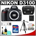 Review Nikon D3100 Digital SLR Camera Body (Outfit Box) with 16GB Card + Nikon Gadget Bag Case + Photo Tripod + Accessory Kit