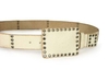 รูปย่อ Snap On Oil Tanned Vintage Grommets Rectangular Buckle Genuine Leather Belt  รูปที่3