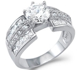 Large Solid 14k White Gold Solitaire CZ Cubic Zirconia Engagement Ring 3 ct.
