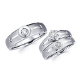 .40ct Diamond 14k White Gold Engagement Wedding Trio His and Hers Ring Set (G-H Color, SI2 Clarity)