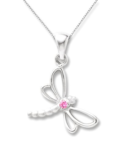 Sterling Silver Pink Sapphire Dragonfly Pendant รูปที่ 1