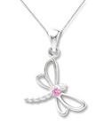 Sterling Silver Pink Sapphire Dragonfly Pendant