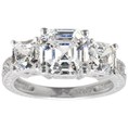 Quinn's Engagement Ring - Asscher Cut CZ 925 Sterling Silver Rhodium Electroplated