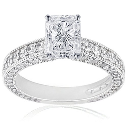 1.75 Ct Radiant Cut Diamond Engagement Ring In Prong I1 รูปที่ 1