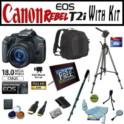 Review Canon EOS Rebel T2i 18.0 Megapixel Digital SLR Camera Advanced Starter Holiday Kit with EF-S 18-135mm f/3.5-5.6 IS, Opteka 7