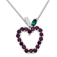 Sterling Silver Lab Created Ruby and Emerald Apple Pendant, 18