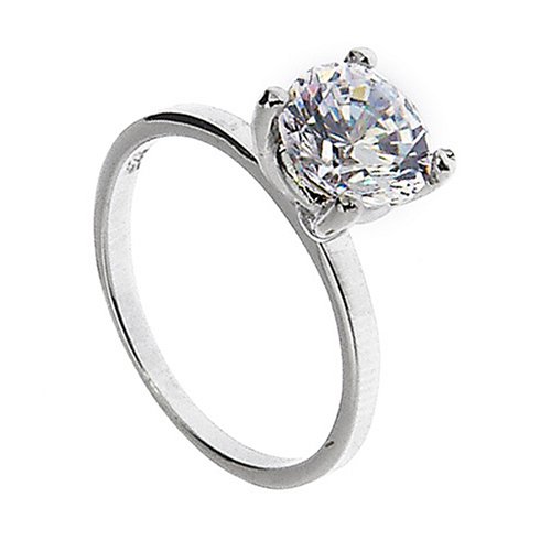 Stainless Steel Cubic Zirconia Classic Engagement Ring รูปที่ 1