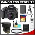 Review Canon EOS Rebel T3 12.2 Megapixel Digital SLR Camera Body & EF-S 18-55mm IS II Lens with 16GB Card + Battery + Case + Filter + Tripod + Cleaning & Accessory Kit