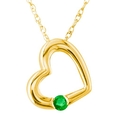 14k Yellow Gold Emerald Heart Pendant, 18