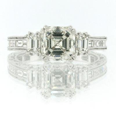 3.25ct Asscher Cut Diamond Engagement Anniversary Ring รูปที่ 1
