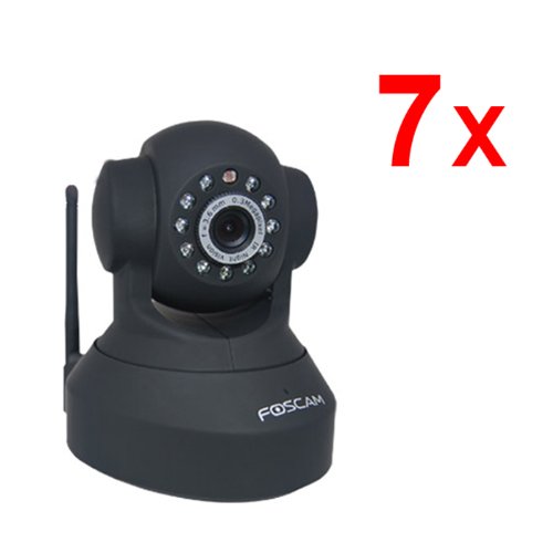 7 Pack Kit Foscam FI8918W Wireless/Wired Pan & Tilt IP Camera with 8 Meter Night Vision and 3.6mm Lens (67° Viewing Angle) - Black NEWEST MODEL (replaces the FI8908W) ( CCTV ) รูปที่ 1