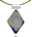 รูปย่อ Sterling Silver Dichroic Glass Bezel-Set Blue, Green and Yellow Diamond-Shaped Pendant on Stainless Steel Wire, 18" รูปที่1