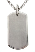 Unisex Stainless Steel Textured Dog Tag Pendant, 18