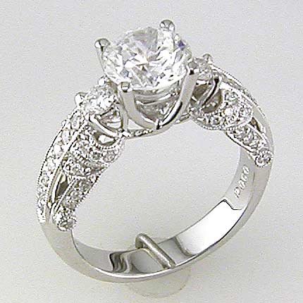 0.65 ct Round Diamond Engagement Ring Setting 18k White Gold รูปที่ 1