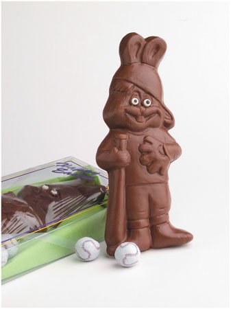 Solid Milk Chocolate Unique Novelty Gourmet Candy Gift Boxed Baseball Player Sports Themed Easter Bunny Rabbit For Adults & Children ( Shopitivity LLC Chocolate Gifts ) รูปที่ 1