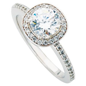 1.40CT Round Halo Diamond Engagement 14K White Gold Ring รูปที่ 1