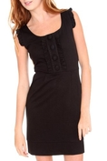 Black Ruffle Button Dress ( Night out Dress )