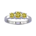 1/4 Ct Three-Stone Yellow Diamond Engagement Ring In 14K White Gold