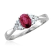 รูปย่อ 18k White Gold 3 Stone Bridal Natural Ruby and Diamond Ring (G, SI1-SI2, 0.95 cttw)-Certificate of Authenticity รูปที่1