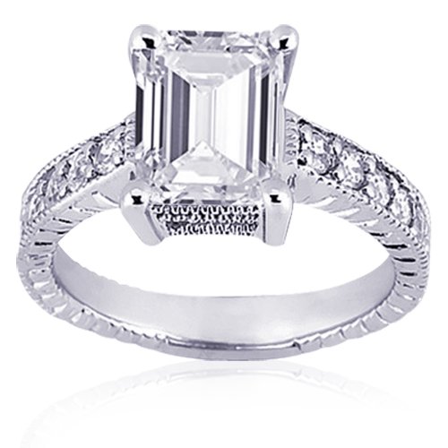 1.20 Ct Emerald Cut Diamond Engagement Ring Vintage SI3 รูปที่ 1