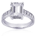 1.20 Ct Emerald Cut Diamond Engagement Ring Vintage SI3