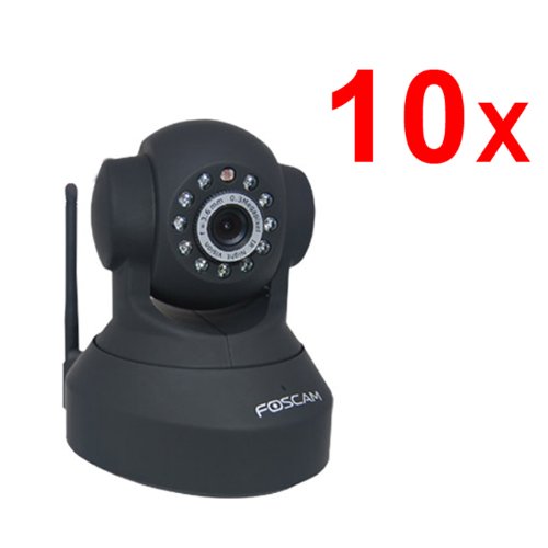 10 Pack Kit Foscam FI8918W Wireless/Wired Pan & Tilt IP Camera with 8 Meter Night Vision and 3.6mm Lens (67° Viewing Angle) - Black NEWEST MODEL (replaces the FI8908W) ( CCTV ) รูปที่ 1