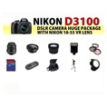 Review The Nikon D3100 SLR Digital Camera with Nikon 18-55m F3.5-5.6g Vr Lens Huge Package Including 8gb Sdhc Memory Card + Card Reader + Wide Angle Lens + 2x Telephoto Lens + Filter Kit + Digital Flash + Case + Tripod + Lens Hood + Nikon School DVD and More!