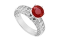 Ruby and Diamond Engagement Ring : 14K White Gold - 2.00 CT TGW