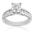 1 Ct Princess Cut Diamond Engagement Ring SI2 14K EGL