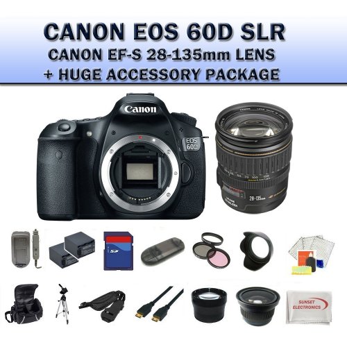 Review Canon EOS 60D 18 Megapixel CMOS Digital SLR Camera with Canon EF-S 28-135mm Lens + Huge 32GB Accessory Package รูปที่ 1