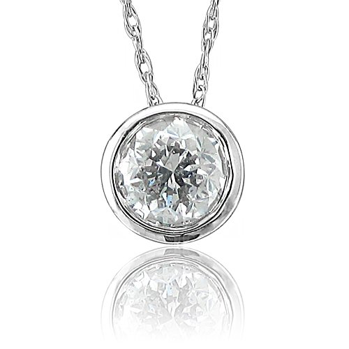 14k White Gold Solitaire Diamond Pendant Necklace (GH, SI3-I1, 0.50 carat) รูปที่ 1