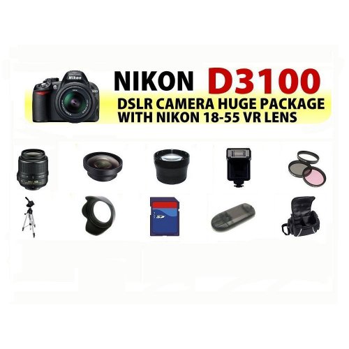 Review Nikon D3100 SLR Digital Camera with Nikon 18-55m F3.5-5.6g Vr Lens + Best Value Deluxe Carrying Case, Flash, 32GB, Lens & Tripod Complete Accessories Package รูปที่ 1