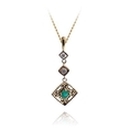 14k Yellow Gold Emerald and Diamond Dangle Pendant, 17