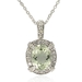 รูปย่อ Sterling Silver Oval-Shaped Green Amethyst with White Topaz Accent and Pendant, 18.5" รูปที่1