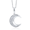 Sterling Silver 925 Cubic Zirconia CZ Crescent Moon Pendant Necklace ( BERRICLE pendant )