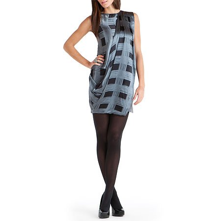 K A S Zahara Grey & Black Print Silk Dress ( Night out Dress ) รูปที่ 1