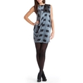 K A S Zahara Grey & Black Print Silk Dress ( Night out Dress )