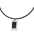 Stainless Steel Gold and Black color Carbon Fiber Pendant Length 18
