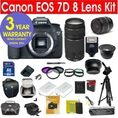 Review Canon EOS 7D 18 Megapixel Digital SLR Camera with 8 Lens Deluxe Camera Outfit