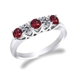 5 Stone Round Ruby & Diamond Ring in Sterling Silver (1/2 ctw)