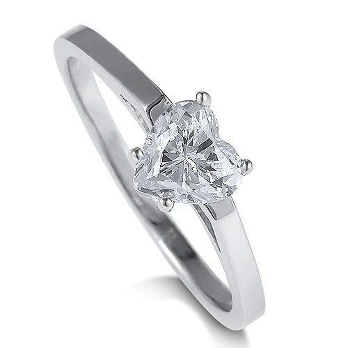 Sterling Silver Ring Heart Cubic Zirconia CZ Solitaire Ring 0.9ct - Women's Engagement Wedding Ring รูปที่ 1