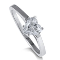 Sterling Silver Ring Heart Cubic Zirconia CZ Solitaire Ring 0.9ct - Women's Engagement Wedding Ring