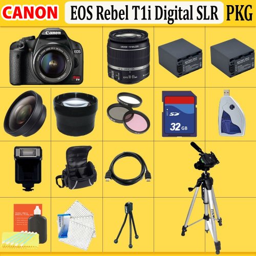 Review Canon EOS Rebel T1i SLR Digital Camera Kit with 18-55mm Lens + Huge 32GB, Flash, Battery, Lens & Tripod Complete Accessories Package รูปที่ 1